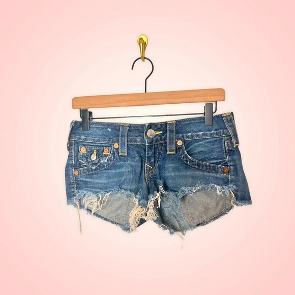 True Religion blue denim mini shorts (Sz 26)